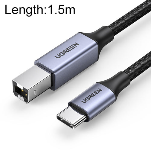 Ugreen Type-C / USB-C ถึง Type-B เครื่องพิมพ์สายถักไนลอนเชื่อมต่อข้อมูลความยาว: 1.5 ม, Length: 1.5m