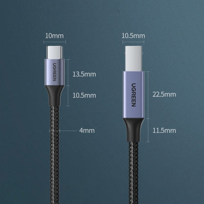 Ugreen Type-C / USB-C ถึง Type-B เครื่องพิมพ์สายถักไนลอนเชื่อมต่อข้อมูลความยาว: 1.5 ม, Length: 1.5m