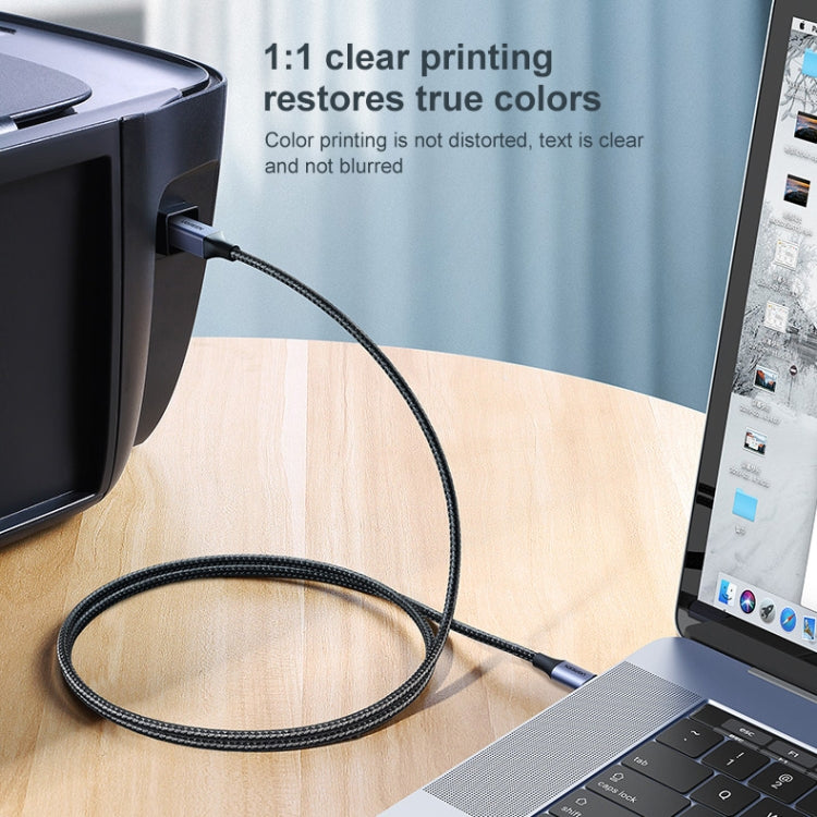 Ugreen Type-C / USB-C ถึง Type-B เครื่องพิมพ์สายถักไนลอนเชื่อมต่อข้อมูลความยาว: 1.5 ม, Length: 1.5m