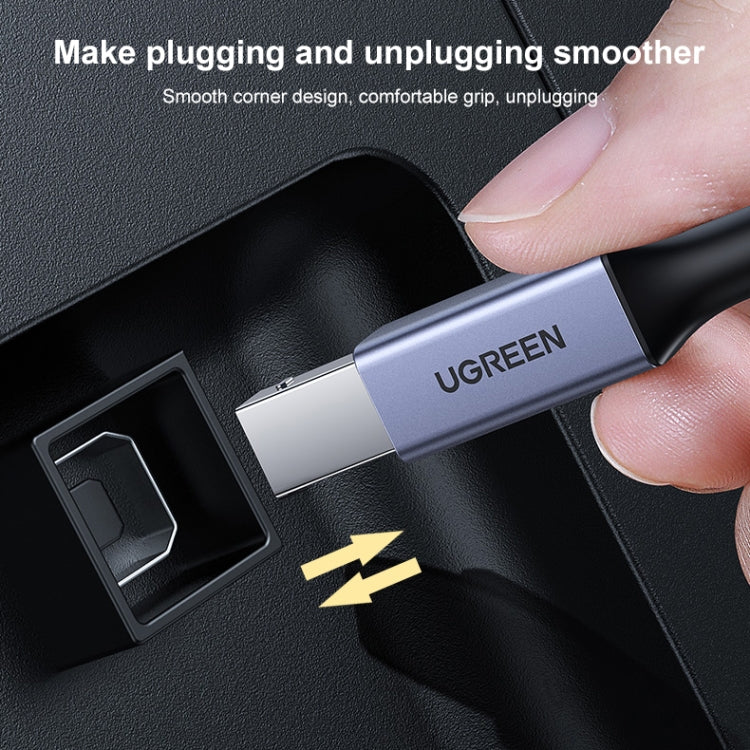 Ugreen Type-C / USB-C ถึง Type-B เครื่องพิมพ์สายถักไนลอนเชื่อมต่อข้อมูลความยาว: 1.5 ม, Length: 1.5m