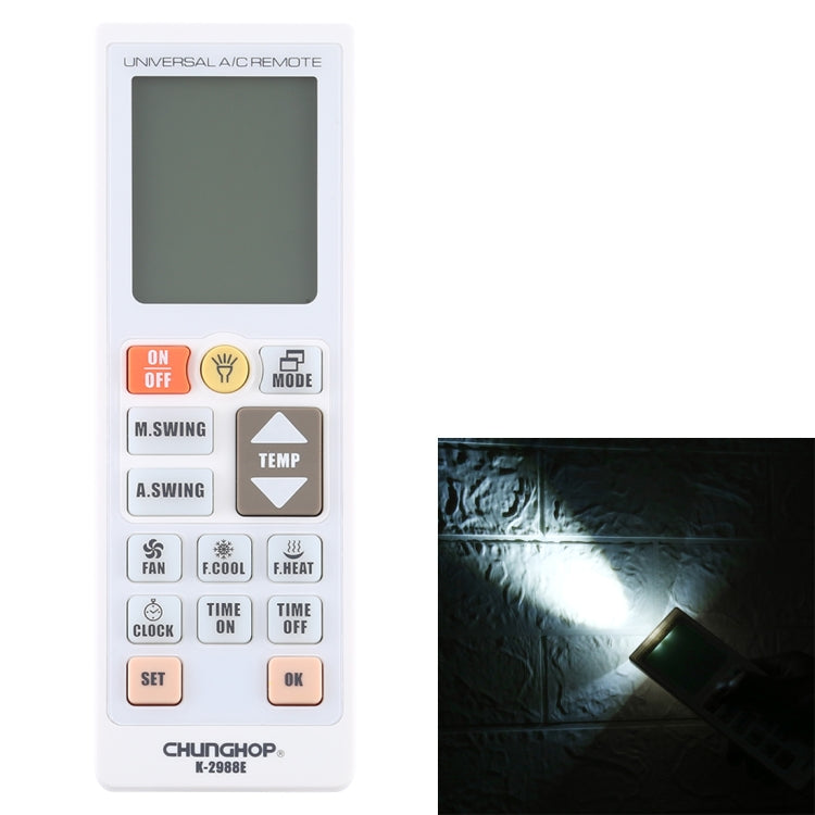 Chunghop K-2988E รีโมทคอนโทรลเครื่องปรับอากาศอเนกประสงค์พร้อมไฟฉาย