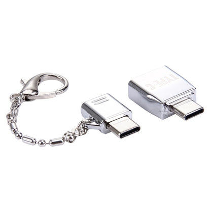 ไมโคร USB หญิงเป็น USB-C / Type-C ชาย + USB 2.0 หญิงอะแดปเตอร์โลหะชาย USB-C / Type-C