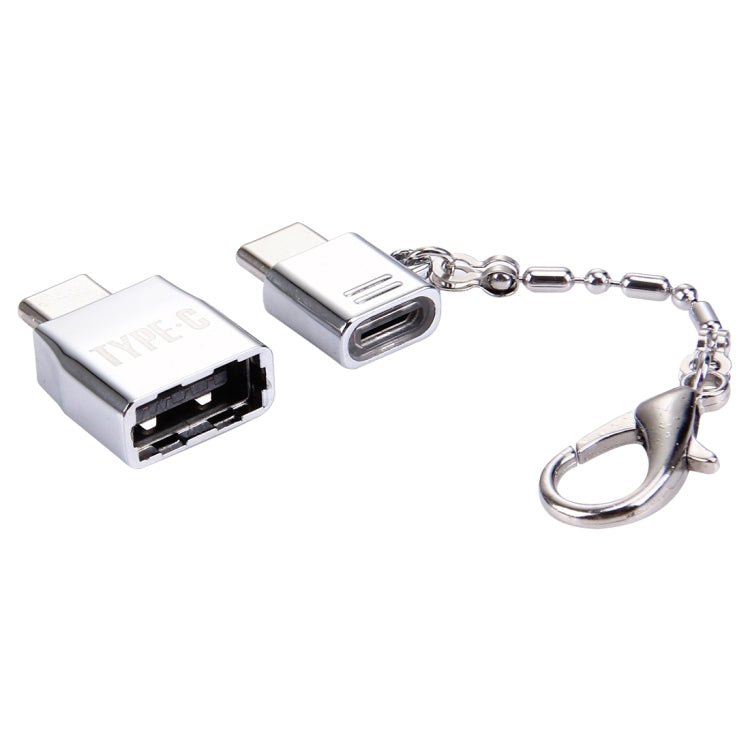 ไมโคร USB หญิงเป็น USB-C / Type-C ชาย + USB 2.0 หญิงอะแดปเตอร์โลหะชาย USB-C / Type-C