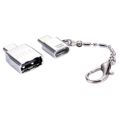 ไมโคร USB หญิงเป็น USB-C / Type-C ชาย + USB 2.0 หญิงอะแดปเตอร์โลหะชาย USB-C / Type-C
