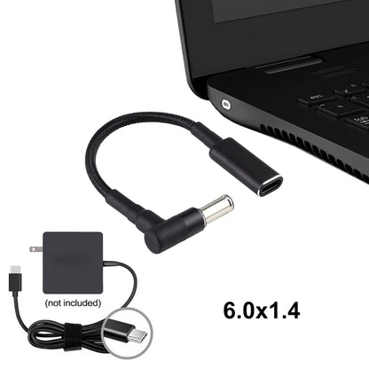 ข้องอ 6.0 x 1.4 มม. เป็นอะแดปเตอร์ USB-C / Type-C สายถักไนลอน