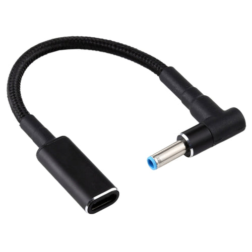 PD 100W 18.5-20V 4.5 x 0.6 มม. ข้อศอกสำหรับอะแดปเตอร์ USB-C / Type-C สายถักไนลอนสำหรับ HP, 4.5 x 0.6mm
