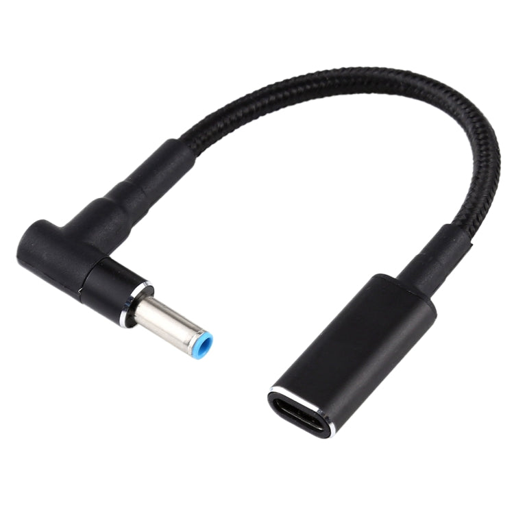 PD 100W 18.5-20V 4.5 x 0.6 มม. ข้อศอกสำหรับอะแดปเตอร์ USB-C / Type-C สายถักไนลอนสำหรับ HP, 4.5 x 0.6mm
