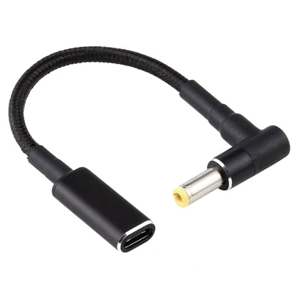 PD 100W 18.5-20V 5.5 x 2.5 มม. ข้อศอกถึงอะแดปเตอร์ USB-C / Type-C สายถักไนลอน, 5.5 x 2.5mm