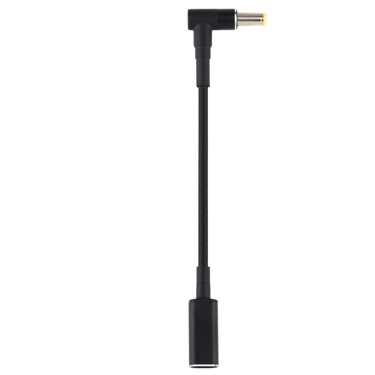 PD 100W 18.5-20V 5.5 x 2.5 มม. ข้อศอกถึงอะแดปเตอร์ USB-C / Type-C สายถักไนลอน, 5.5 x 2.5mm