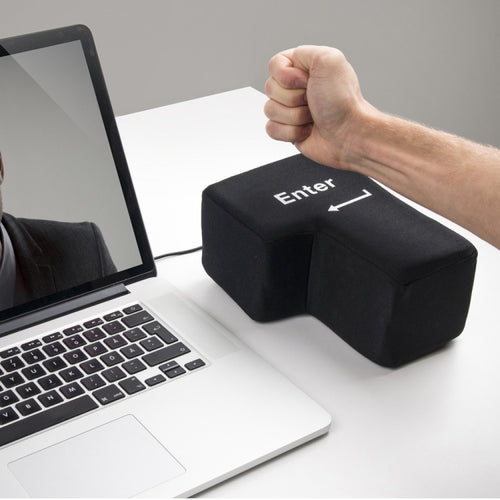 ปุ่ม Enter ขนาดใหญ่ USB คอมพิวเตอร์สก์ท็อปหมอนระบายอากาศสร้างสรรค์ใส่หมอนมือที่สำคัญ (สีดำ)