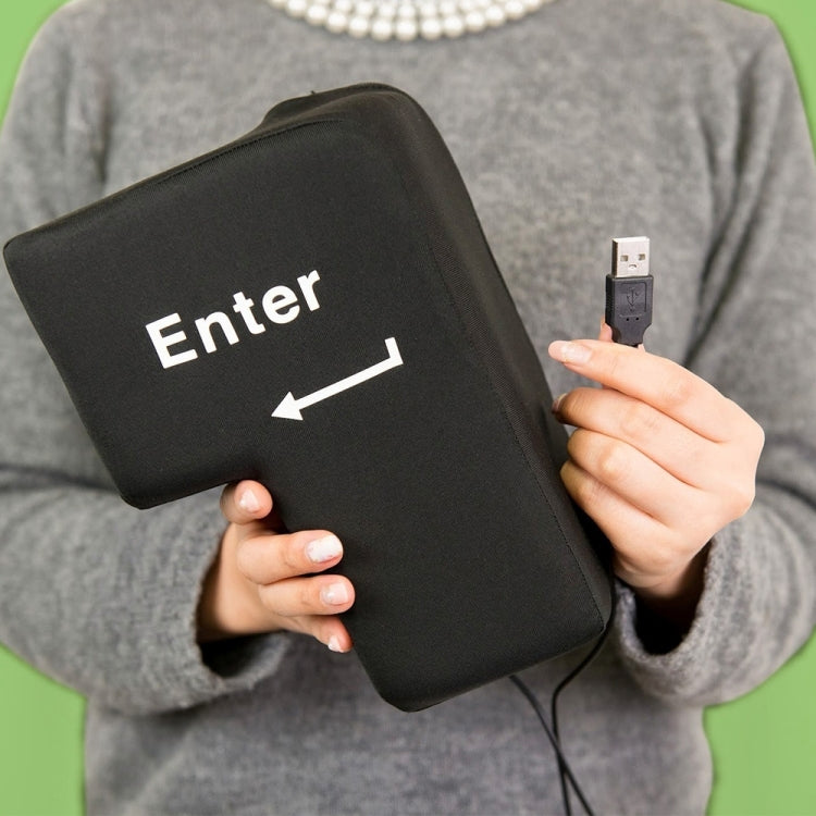 ปุ่ม Enter ขนาดใหญ่ USB คอมพิวเตอร์สก์ท็อปหมอนระบายอากาศสร้างสรรค์ใส่หมอนมือที่สำคัญ (สีดำ)