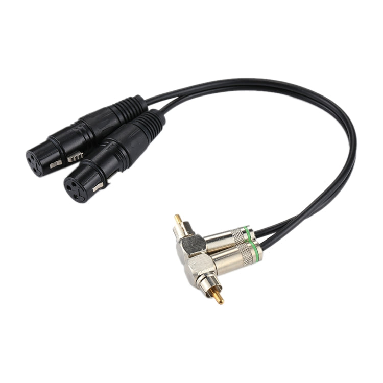 ข้อศอก 2 RCA ชายถึง 2 x 3 พิน XLR CANNON ปลั๊กอะแดปเตอร์เสียงหญิงสำหรับไมโครโฟน / อุปกรณ์เครื่องเสียง ความยาวรวม: ประมาณ 34 ซม., 2 RCA Elbow Male