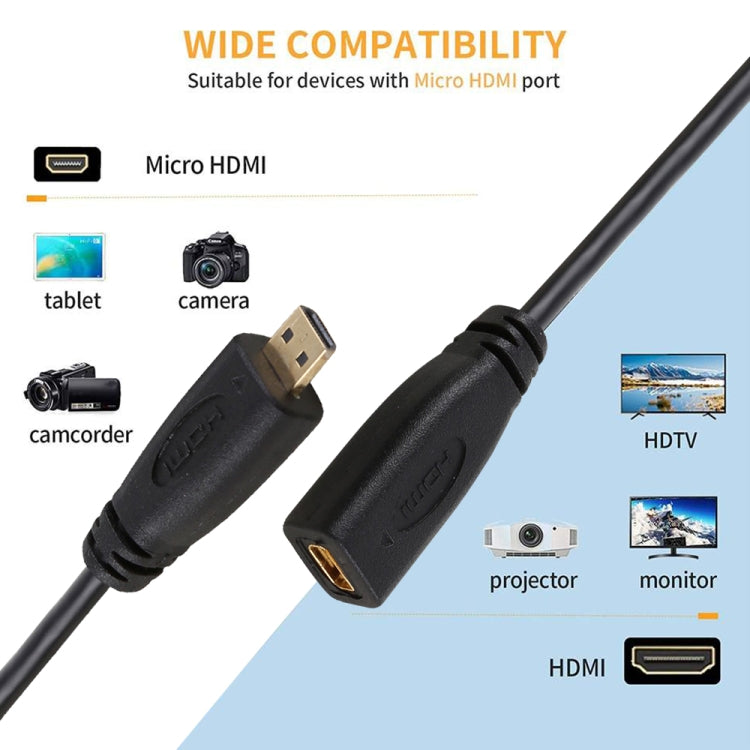 30 ซม. 1080 P Micro HDMI หญิงชาย Gold-plated Connector Adapter Cable