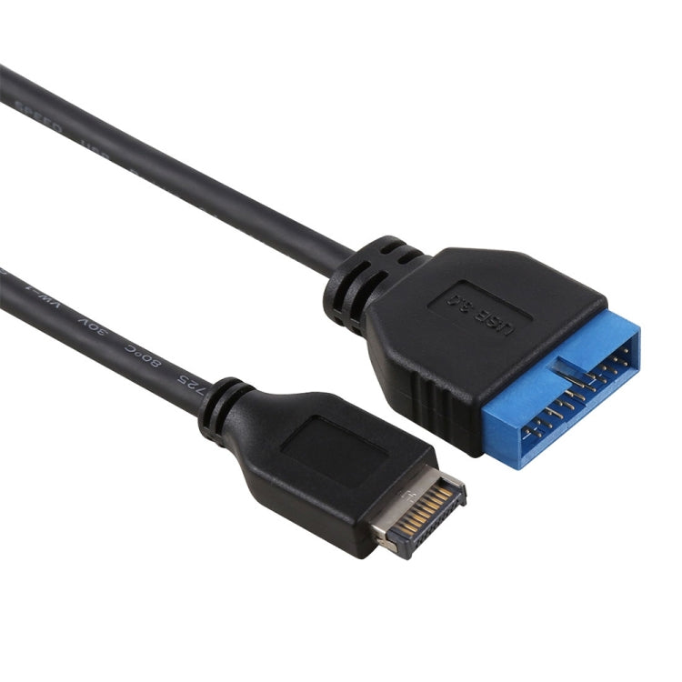 30 ซม. USB 3.1 Type-E ถึง USB 3.0 เมนบอร์ด 19 พินสายเคเบิลต่อขยายชาย