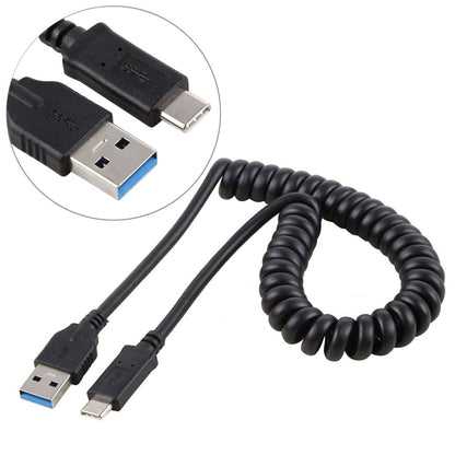 USB 3.0 ความเร็วสูง 1.5 ม. ชายกับสายต่อขยายสปริงแบบยืดหดได้ชาย USB-C / Type-C, USB 3.0 Male to Type-C Male