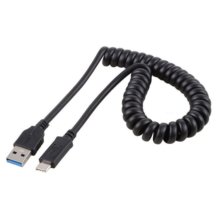 USB 3.0 ความเร็วสูง 1.5 ม. ชายกับสายต่อขยายสปริงแบบยืดหดได้ชาย USB-C / Type-C, USB 3.0 Male to Type-C Male