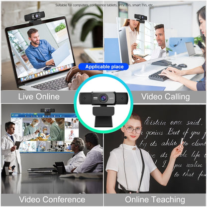 HXSJ S5 1080P กล้องเว็บแคมวิดีโอ HD แบบปรับได้พร้อมไมโครโฟน