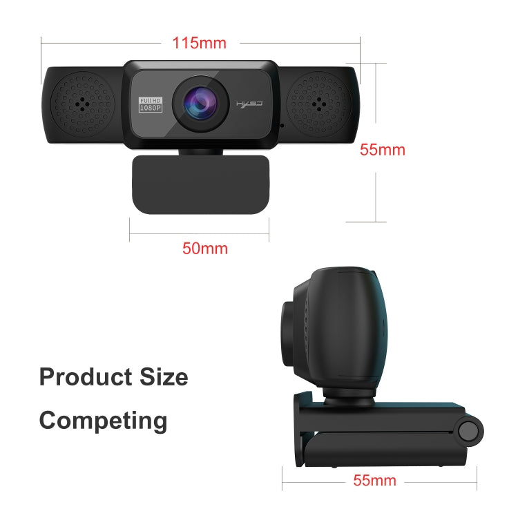 HXSJ S5 1080P กล้องเว็บแคมวิดีโอ HD แบบปรับได้พร้อมไมโครโฟน