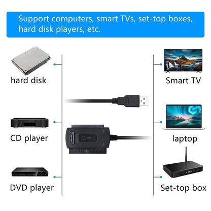 สายแปลงฮาร์ดดิสก์ USB 2.0 เป็น IDE / SATA ความยาวสายเคเบิล: 50 ซม