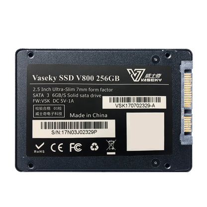 Vaseky V800 256GB 2.5 นิ้ว SATA3 6GB/s Ultra-Slim 7 มม.Solid State Drive SSD ฮาร์ดดิสก์ไดรฟ์สำหรับเดสก์ท็อป,โน้ตบุ๊ค, 256GB