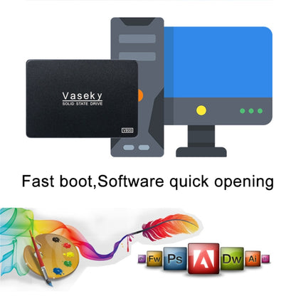 Vaseky V800 256GB 2.5 นิ้ว SATA3 6GB/s Ultra-Slim 7 มม.Solid State Drive SSD ฮาร์ดดิสก์ไดรฟ์สำหรับเดสก์ท็อป,โน้ตบุ๊ค, 256GB