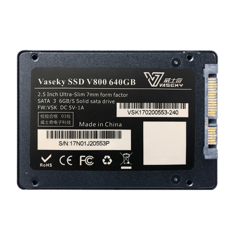 Vaseky V800 640GB 2.5 นิ้ว SATA3 6GB/s Ultra-Slim 7 มม.Solid State Drive SSD ฮาร์ดดิสก์ไดรฟ์สำหรับเดสก์ท็อป,โน้ตบุ๊ค, 512GB