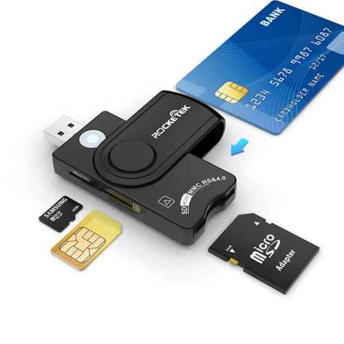 ROCKETEK CR310 USB 2.0 + การ์ด TF + การ์ด SD + ซิมการ์ด + สมาร์ทการ์ดเครื่องอ่านการ์ดมัลติฟังก์ชั่น, USB 2.0