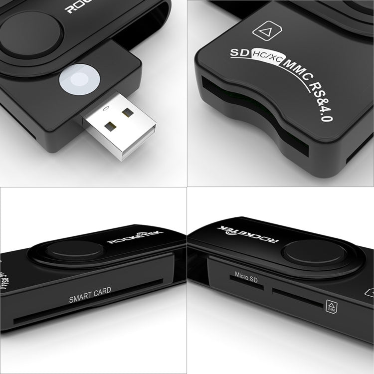 ROCKETEK CR310 USB 2.0 + การ์ด TF + การ์ด SD + ซิมการ์ด + สมาร์ทการ์ดเครื่องอ่านการ์ดมัลติฟังก์ชั่น, USB 2.0