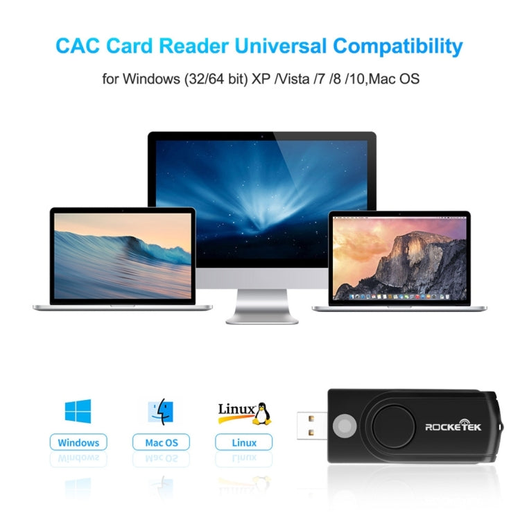 ROCKETEK CR310 USB 2.0 + การ์ด TF + การ์ด SD + ซิมการ์ด + สมาร์ทการ์ดเครื่องอ่านการ์ดมัลติฟังก์ชั่น, USB 2.0
