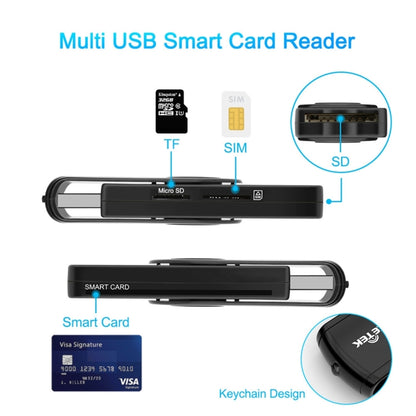 ROCKETEK CR310 USB 2.0 + การ์ด TF + การ์ด SD + ซิมการ์ด + สมาร์ทการ์ดเครื่องอ่านการ์ดมัลติฟังก์ชั่น, USB 2.0