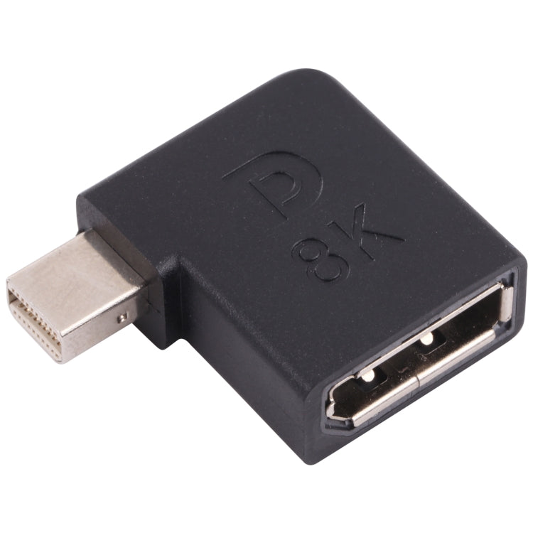 8K Mini DisplayPort Male ถึง DisplayPort Female Elbow Adapter, Mini DP Male to DP Female Elbow