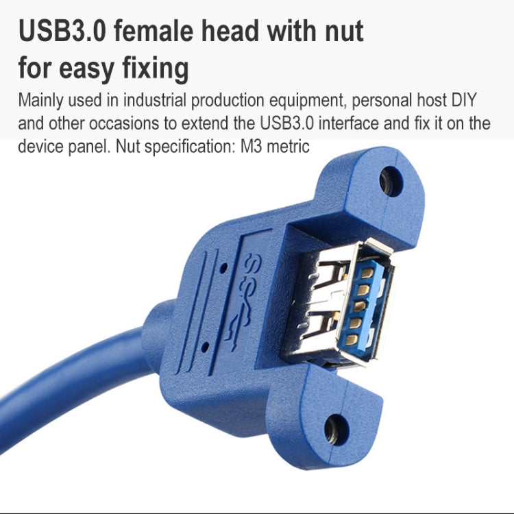 สายเคเบิลต่อขยาย USB 3.0 ตัวผู้เป็นตัวเมียพร้อมน็อตสกรู ความยาวสายเคเบิล: 3 ม, 3m
