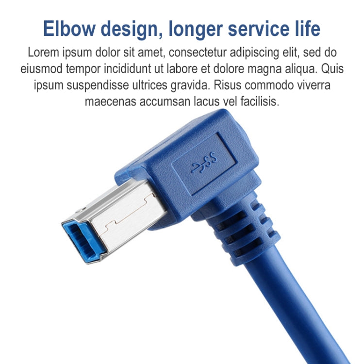 USB 3.0 A ชายไปขวา 90 องศามุม USB 3.0 Type-B สายเคเบิลเครื่องพิมพ์ความเร็วสูงชาย, ความยาวสายเคเบิล: 2 ม., 2m
