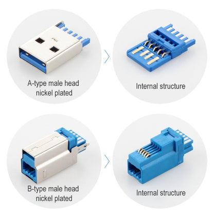 USB 3.0 A ชายไปขวามุม 90 องศา USB 3.0 Type-B สายเคเบิลเครื่องพิมพ์ความเร็วสูงชาย, ความยาวสายเคเบิล: 2.5 ม., 2.5m