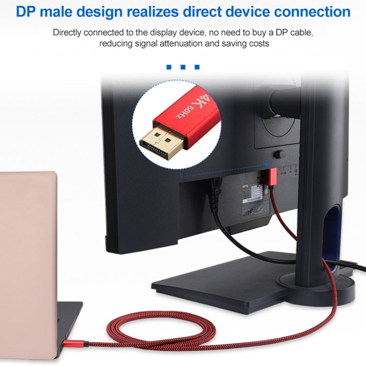 สายเคเบิลอะแดปเตอร์ 4K 60Hz USB-C / Type-C ตัวผู้เป็น DisplayPort HD ตัวผู้