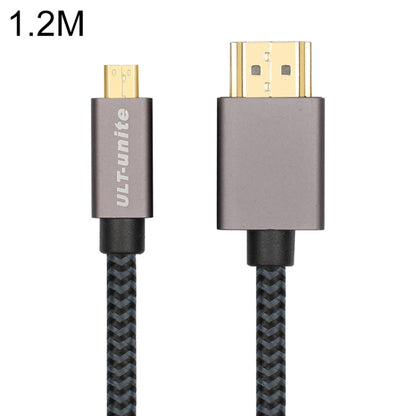 ULT-unite หัวชุบทอง HDMI ตัวผู้เป็นสายถักไนลอน Micro HDMI ตัวผู้, ความยาวสายเคเบิล: 1.2 ม., 1.2m