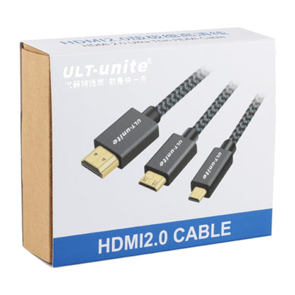 ULT-unite หัวชุบทอง HDMI ตัวผู้เป็นสายถักไนลอน Micro HDMI ตัวผู้, ความยาวสายเคเบิล: 1.2 ม., 1.2m