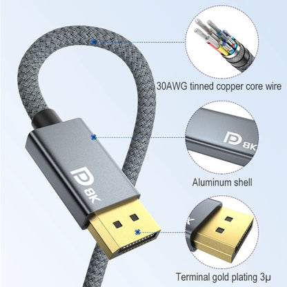 Mini160; DP ชายถึง 8K DisplayPort 1.4 ชาย HD สายอะแดปเตอร์ถัก, ความยาวสายเคเบิล: 2 ม.