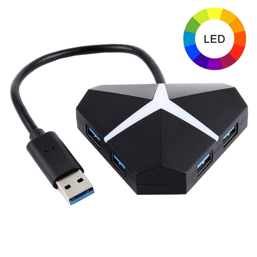 อะแดปเตอร์ USB 3.0 HUB ความเร็วสูง 5Gbps 4 พอร์ต ความยาวสายเคเบิล: ประมาณ 20 ซม, USB 3.0 HUB (Black)