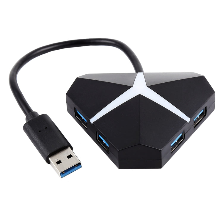 อะแดปเตอร์ USB 3.0 HUB ความเร็วสูง 5Gbps 4 พอร์ต ความยาวสายเคเบิล: ประมาณ 20 ซม, USB 3.0 HUB (Black)