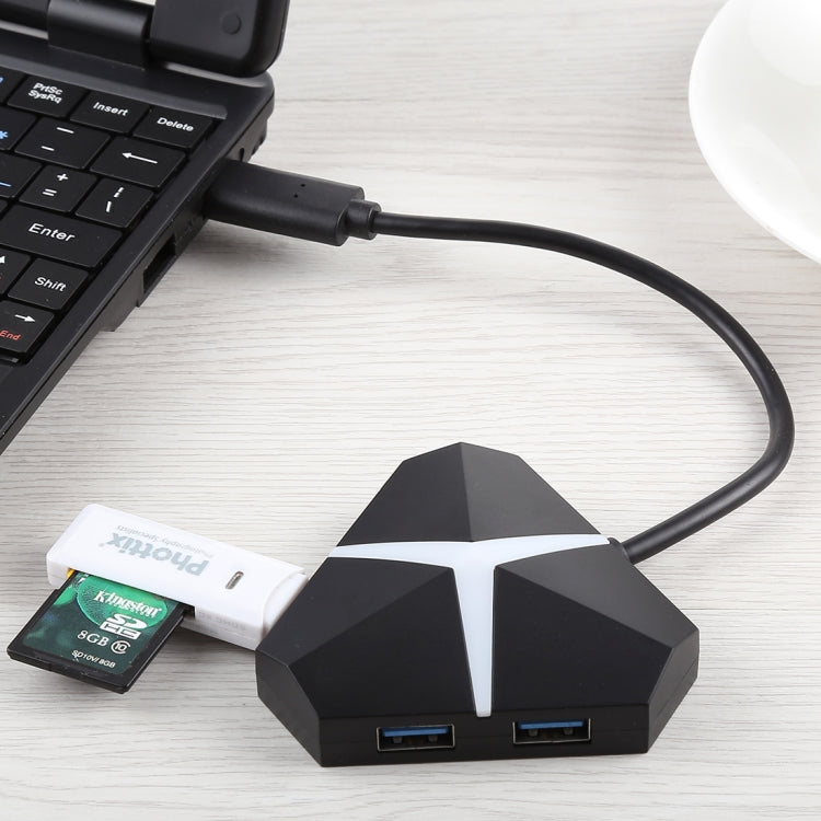 อะแดปเตอร์ USB 3.0 HUB ความเร็วสูง 5Gbps 4 พอร์ต ความยาวสายเคเบิล: ประมาณ 20 ซม, USB 3.0 HUB (Black)