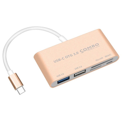 COMBO T-693 5 in 1 USB-C / Type-C เป็น SD / TF / ช่องเสียบการ์ด Micro SD + USB 3.0 + USB 2.0 พอร์ต OTG HUB Card Reader