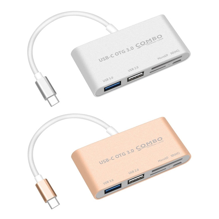 COMBO T-693 5 in 1 USB-C / Type-C เป็น SD / TF / ช่องเสียบการ์ด Micro SD + USB 3.0 + USB 2.0 พอร์ต OTG HUB Card Reader