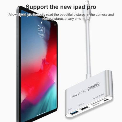 COMBO T-693 5 in 1 USB-C / Type-C เป็น SD / TF / ช่องเสียบการ์ด Micro SD + USB 3.0 + USB 2.0 พอร์ต OTG HUB Card Reader