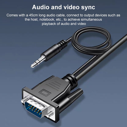 HDCO-VGAM2 1080P VGA ชายกับตัวแปลง HDMI หญิงพร้อมสายสัญญาณเสียง 3.5 มม, HDCO-VGAM2