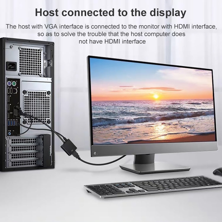 HDCO-VGAM2 1080P VGA ชายกับตัวแปลง HDMI หญิงพร้อมสายสัญญาณเสียง 3.5 มม, HDCO-VGAM2