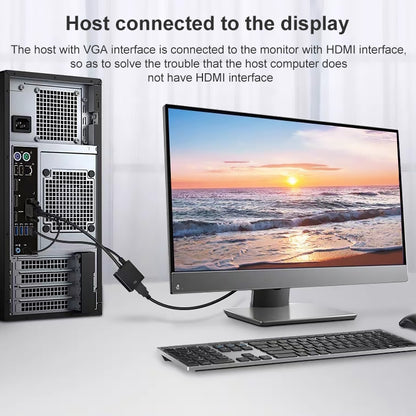 HDCO-VGAM2 1080P VGA ชายกับตัวแปลง HDMI หญิงพร้อมสายสัญญาณเสียง 3.5 มม, HDCO-VGAM2