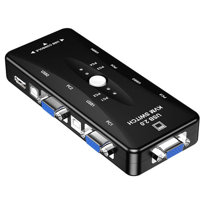 KSW-401V 4 VGA + 3 พอร์ต USB เป็น VGA KVM Switch Box พร้อมปุ่มควบคุมสำหรับจอภาพ, คีย์บอร์ด, เมาส์, กล่องรับสัญญาณ