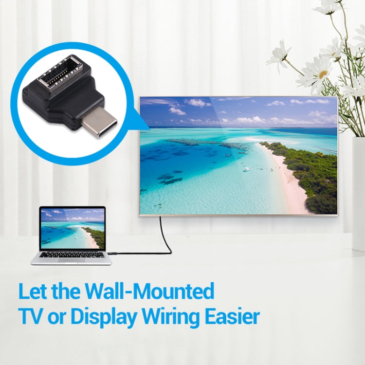 ข้อศอก 90 องศาหญิง Type-E เป็นอะแดปเตอร์โฮสต์คอมพิวเตอร์ชาย USB-C / Type-C, Type-E Female to Type-C Male