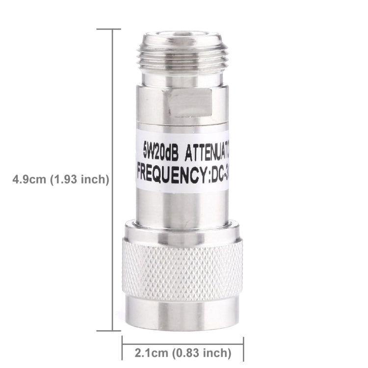 5W 20dBi N หญิงถึง N ชาย DC-13GHz ตัวลดทอนสัญญาณความถี่, 20dBi